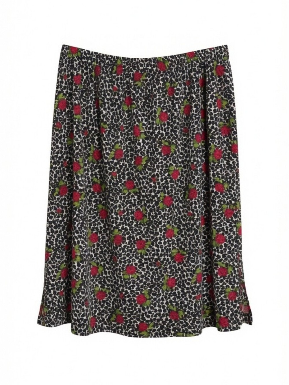 Jessica‎ Holbrook Vintage Animal Print Rose Knee Length Skirt Size Large Mobwife